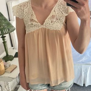 Mes Demoiselles Paris lace detailed pink top sz 6/40